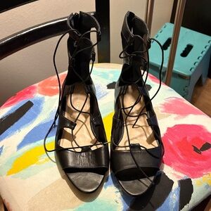 Loeffler Randall black leather tie up sandals